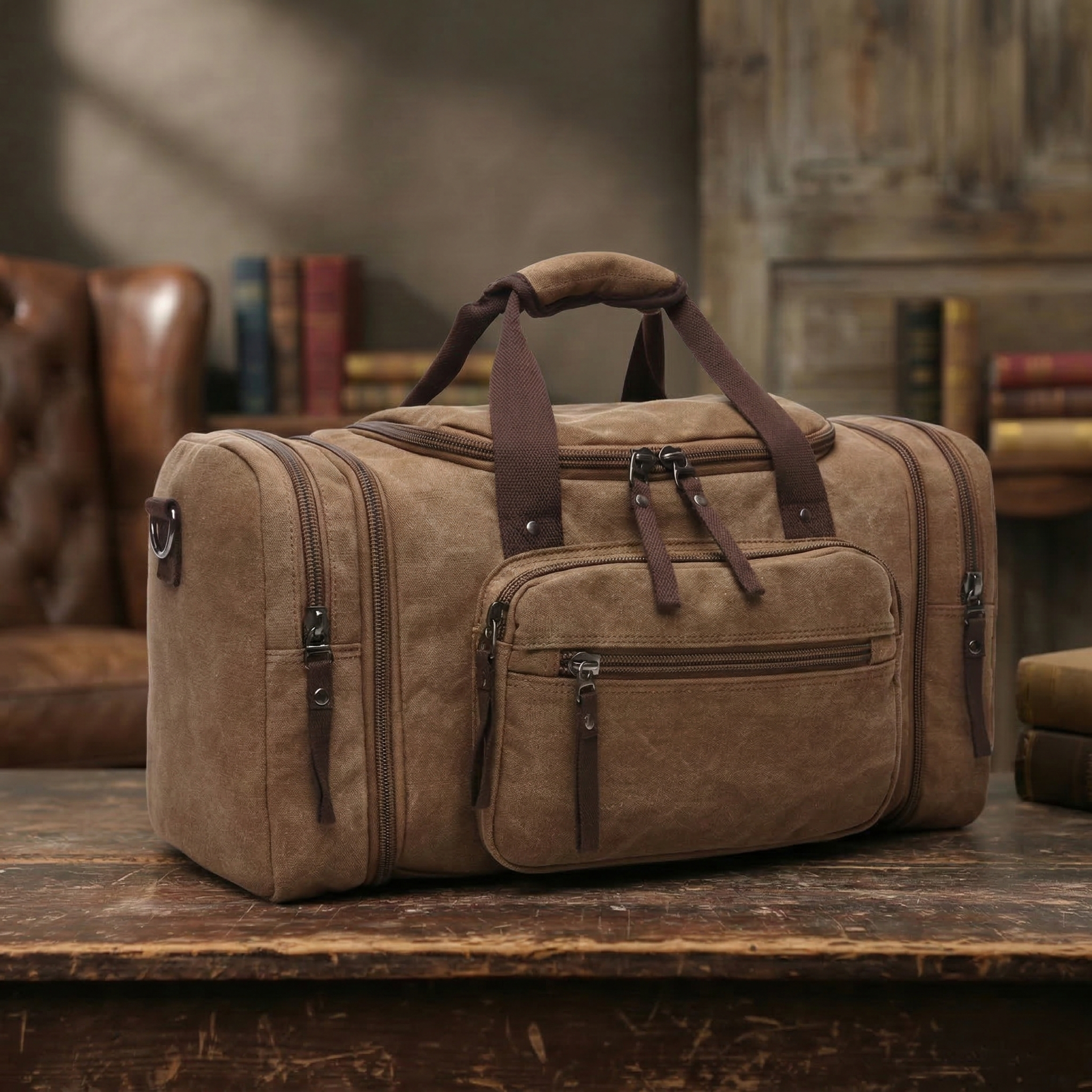 Canvas Travel Duffel Bag Canvas Weekend Bag Casual Carry On Bag For Me – RockCow Leather Studio