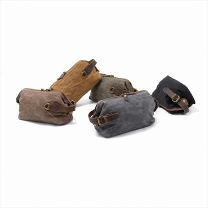 Groomsmen Gift Waterproof Waxed Canvas Leather Toiletry Bag Dopp Kit