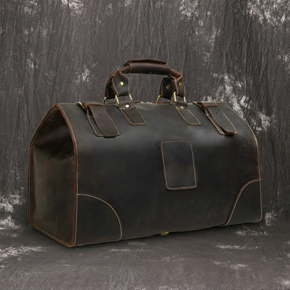 Vintage Style Large Crazy Horse Leather Duffle Bag - ROCKCOWLEATHERSTUDIO