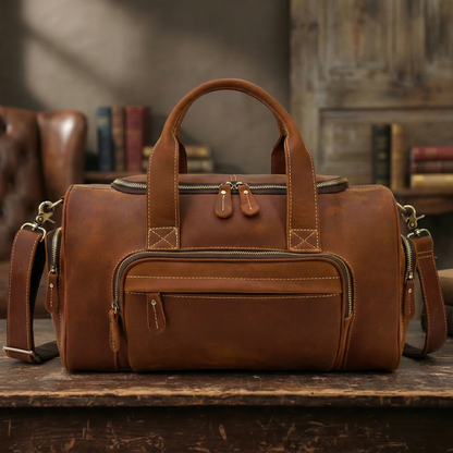 Full Grain Leather Travel Bag Handmade Leather Duffle Bag Mens Overnight Bag Weekender Bag