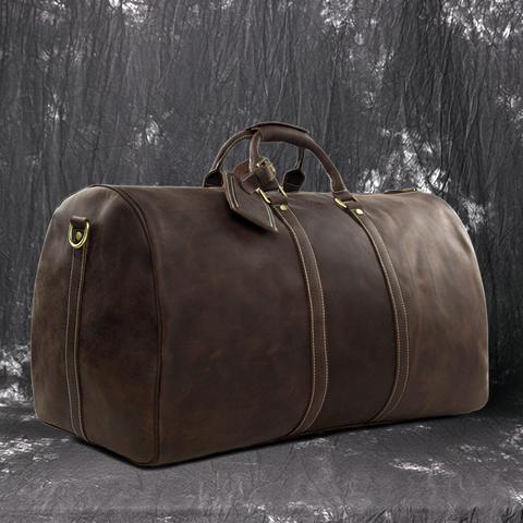 RockCow Mens Leather Duffle Bags, Leather Overnight Bag, Gym Bags - ROCKCOWLEATHERSTUDIO