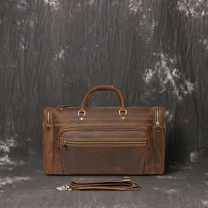 Handmade Full Grain Leather Mens Duffle Bag, Leather Travel Bag, Weekender Bag - ROCKCOWLEATHERSTUDIO