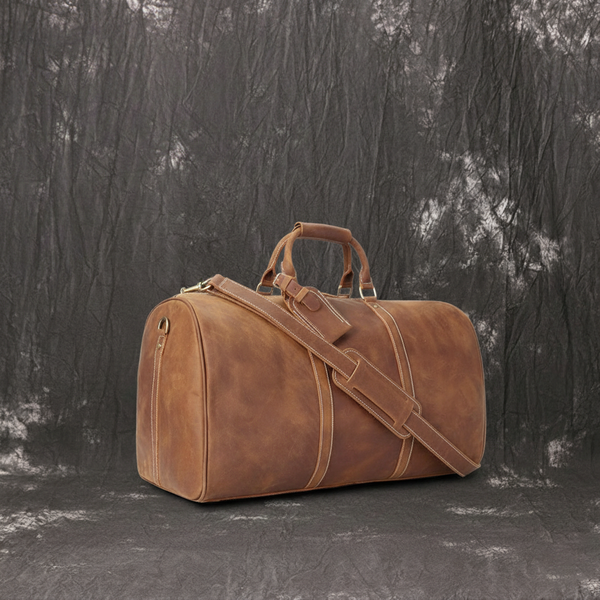 RockCow Vintage Leather Duffle Bag, Mens Travel Bag, Gym Bags for Men - ROCKCOWLEATHERSTUDIO