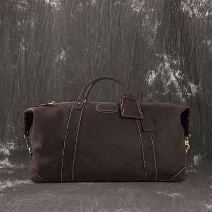 Handmade Full Grain Leather Duffle Bag, Mens Weekend Bag - ROCKCOWLEATHERSTUDIO