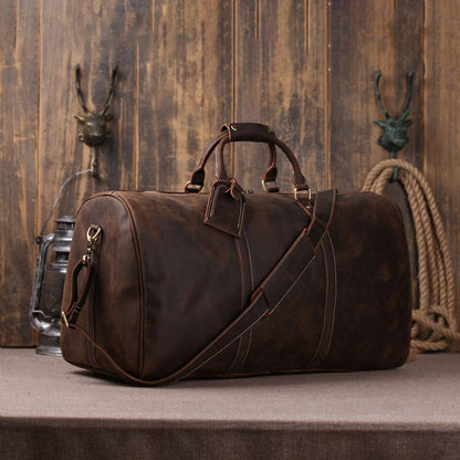 Handmade Vintage Leather Holdall Duffle Bag for Men - ROCKCOWLEATHERSTUDIO