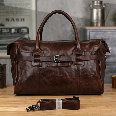 Handmade Top Grain Leather Travel Duffle Bags Designer Overnight Bag Men's Gym Bag
