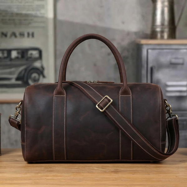 Vintage Full Grain Leather Travel Bag, Duffle Bag, Weekender Bag 8643