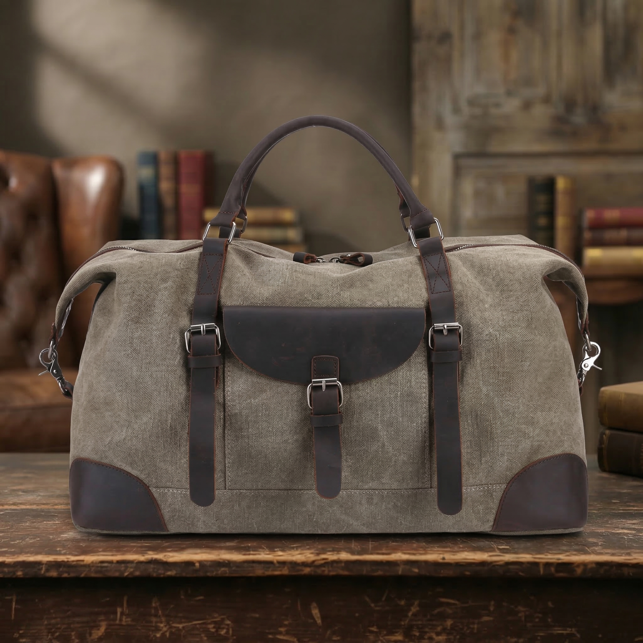 Canvas Duffle Bag ,Travel Duffel Bags, Canvas Weekender Bag Gray