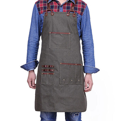 Waterproof Apron Leather And Canvas Tool Apron Craftsman Apron YD5895 - ROCKCOWLEATHERSTUDIO