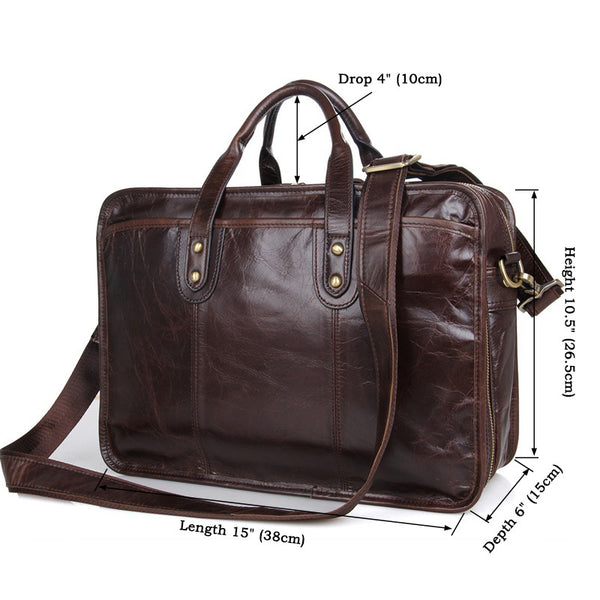 Oil Wax Laptop Messenger Bag Business Briefcase Men Leather Bags 