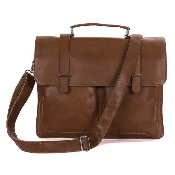 ROCKCOW Top Grain Leather Briefcase Men's Business Bag Crossbody Messenger Shoulder Bag 7100 - ROCKCOWLEATHERSTUDIO