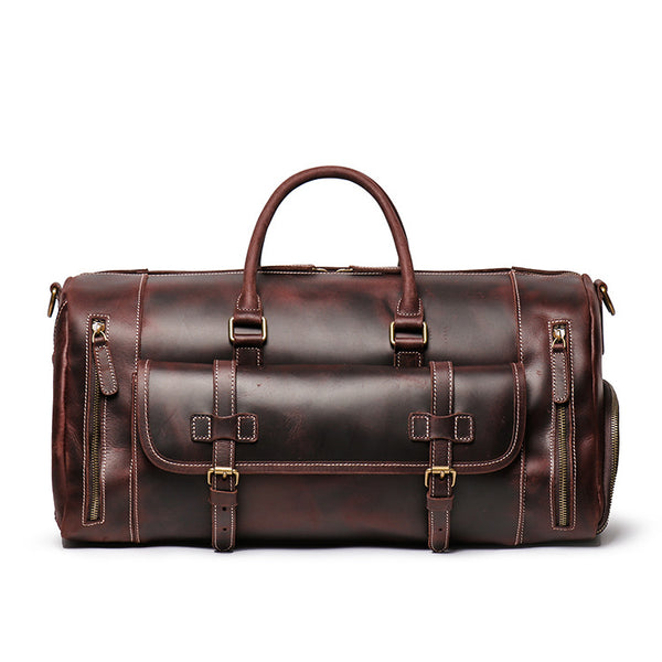 Full Grain Crazy Horse Leather Duffle Bag, Vintage Handmade