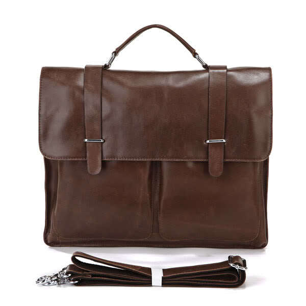 ROCKCOW Top Grain Leather Briefcase Men's Business Bag Crossbody Messenger Shoulder Bag 7100 - ROCKCOWLEATHERSTUDIO