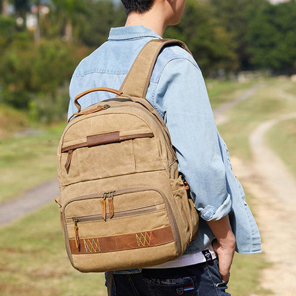 Waterproof DSLR Camera Backpack Canvas Travel Backpack Camera Backpack QSM3036 - ROCKCOWLEATHERSTUDIO