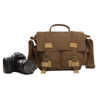 Flash Sale Canvas DSLR Camera Bag, Vintage Men's Message Bag, Professional SLR Camera Bag BBK-2 - ROCKCOWLEATHERSTUDIO