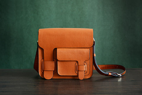 Handcrafted Genuine Leather Messenger Bag, Shoulder Bag, Men Bag D003 - ROCKCOWLEATHERSTUDIO