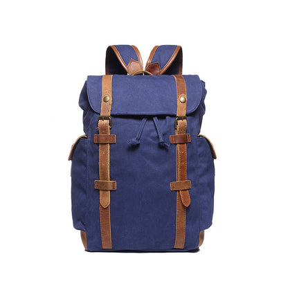 New Large Capacity Canvas Backpack Leather With Canvas Travel Backpack Canvas School Backpack YD2050 - ROCKCOWLEATHERSTUDIO