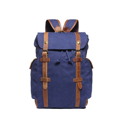 New Large Capacity Canvas Backpack Leather With Canvas Travel Backpack Canvas School Backpack YD2050 - ROCKCOWLEATHERSTUDIO