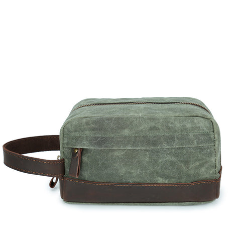 Canvas Leather Toiletry Bag New Design Dopp Kit Vintage Cosmetic Bag 3227 - ROCKCOWLEATHERSTUDIO