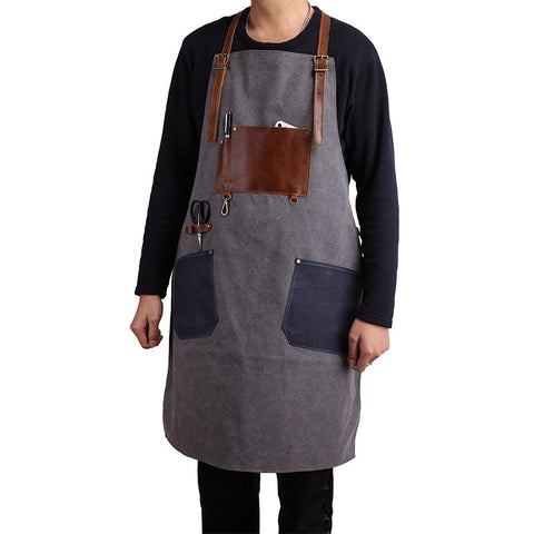 Craftsman Durable Apron Retro Canvas Apron Workshop Long Apron WQ5895 - ROCKCOWLEATHERSTUDIO