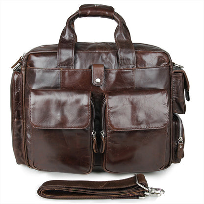 Best Vintage Laptop Messenger Bag Briefcase Men Leather Bags Side Bags For Mens 7219 - ROCKCOWLEATHERSTUDIO