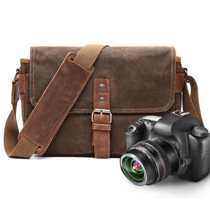 Photographic Hunter Camera Bag Canvas DSLR Camera Bag Vintage Crossbody Messenger Bag 8816 - ROCKCOWLEATHERSTUDIO