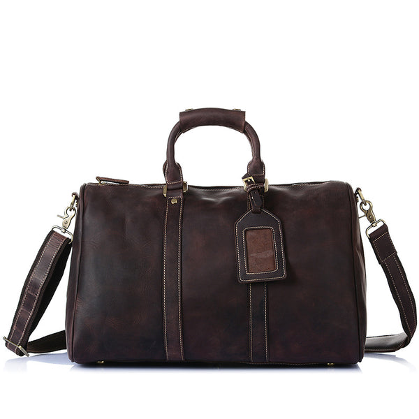 Hot Sale Mens Duffle Bags Top Grain Leather Travel Bag Business Travel Luggage Bag 8016 - ROCKCOWLEATHERSTUDIO