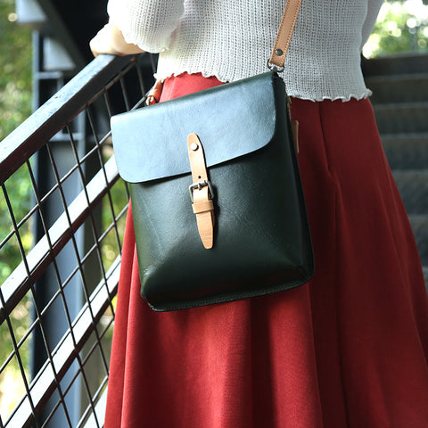 Vegetable Tanned Leather Shoulder Bag Ladies Messenger Bag Handmade Satchel Bag ZD736 - ROCKCOWLEATHERSTUDIO