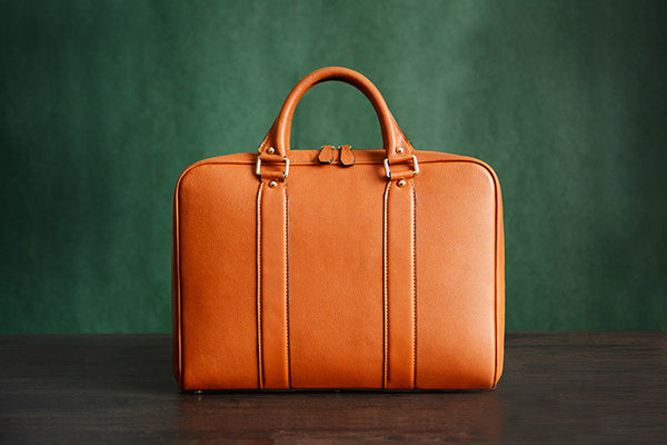 Handmade Tan Brown Leather Laptop Bag, Briefcase, Messenger Shoulder Bag D007 - ROCKCOWLEATHERSTUDIO
