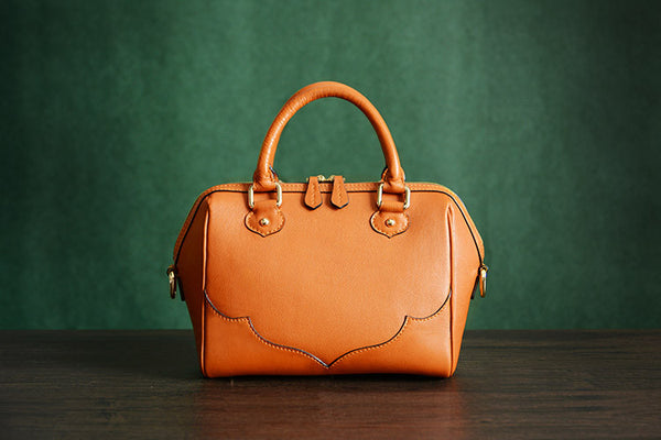 Custom Handmade Vegetable Tanned Italian Leather Tote Bag Lady Bag Women Handbag  D045 - ROCKCOWLEATHERSTUDIO