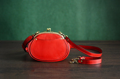 Handmade Itanlian Tanned Leather Toiletry Bag Satchel Messenger Shoulder Bag Women Mini Bag D033 - ROCKCOWLEATHERSTUDIO