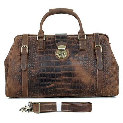 Designer Crazy Horse Handbags Mens Vintage Leather Duffle Bag Business Travel Luggage  Bag 7281 - ROCKCOWLEATHERSTUDIO