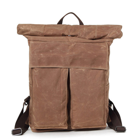 New Design Waxed Canvas Backpack, Fashion Laptop Backpack, Vintage Waterproof Shoulder School Bag 2050 - ROCKCOWLEATHERSTUDIO