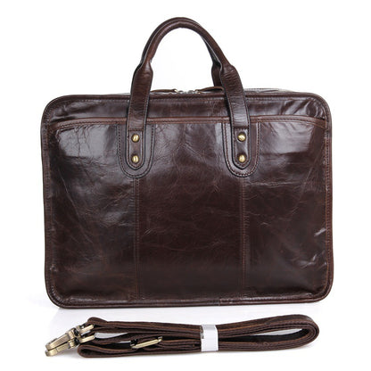 Oil Wax Laptop Messenger Bag Business Briefcase Men Leather Bags Side Bags 7345 - ROCKCOWLEATHERSTUDIO