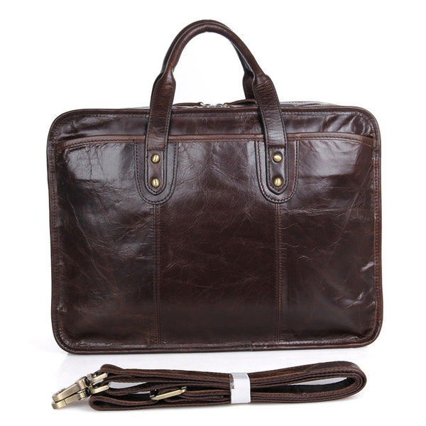 Oil Wax Laptop Messenger Bag Business Briefcase Men Leather Bags Side ...