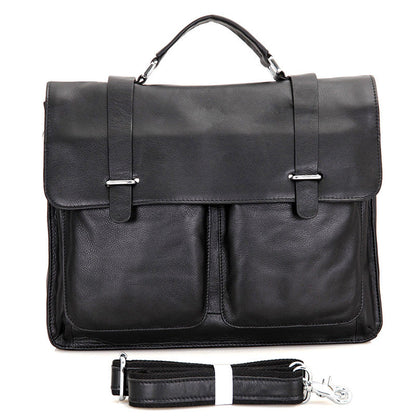 ROCKCOW Top Grain Leather Briefcase Men's Business Bag Crossbody Messenger Shoulder Bag 7100 - ROCKCOWLEATHERSTUDIO