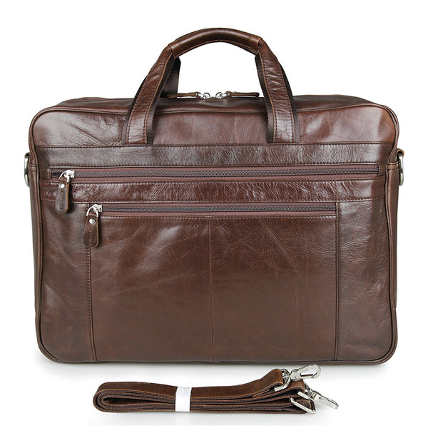 ROCKCOW Full Grain Leather Briefcase Men Leather Messenger Shoulder Bag 7319 - ROCKCOWLEATHERSTUDIO