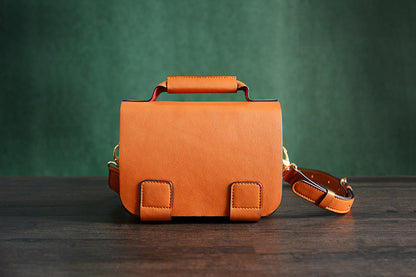 Italian Vegetable Tanned Leather Messenger Bag, Crossbody Shoulder Bag, Satchel Bag D002 - ROCKCOWLEATHERSTUDIO