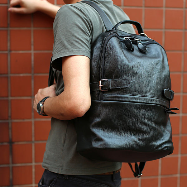 Full Grain Leather Men Backpack Handmade Travel Backpack Laptop Backpack Z8802 - ROCKCOWLEATHERSTUDIO