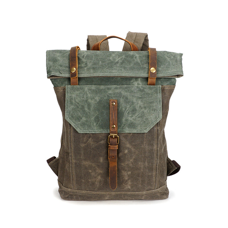 Men Canvas Leather Backpack, Big Capacity Laptop Backpack, Vintage Wat – RockCow Leather Studio