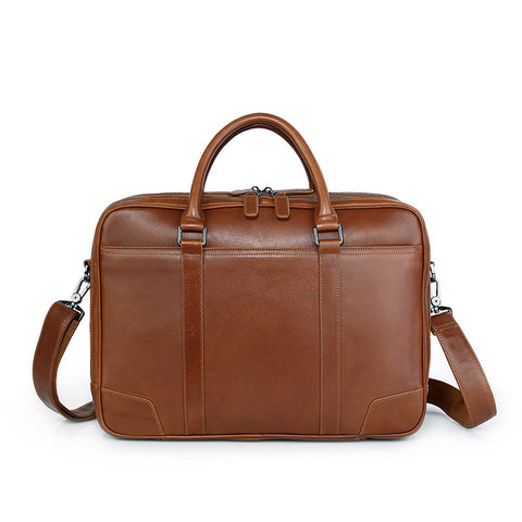 Full Grain Leather Briefcase ROCKCOW Leather Business Laptop Messenger Shoulder Bag 7348 - ROCKCOWLEATHERSTUDIO