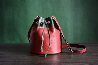 Handmade Genuine Leather Messenger Shoulder Bag Crossbody Bag Women Bag D038 - ROCKCOWLEATHERSTUDIO