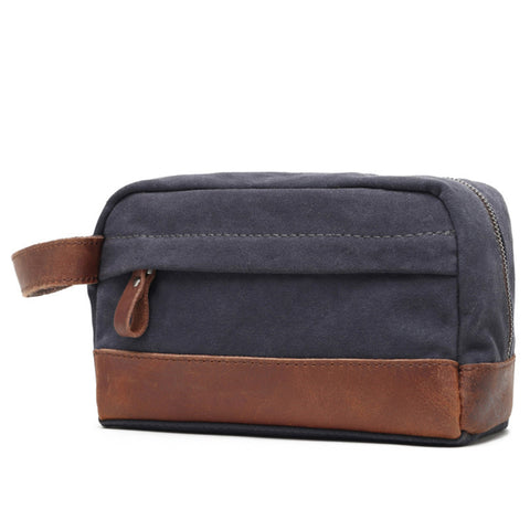 Canvas Leather Toiletry Bag New Design Dopp Kit Vintage Cosmetic Bag Wash Bag 2057 - ROCKCOWLEATHERSTUDIO