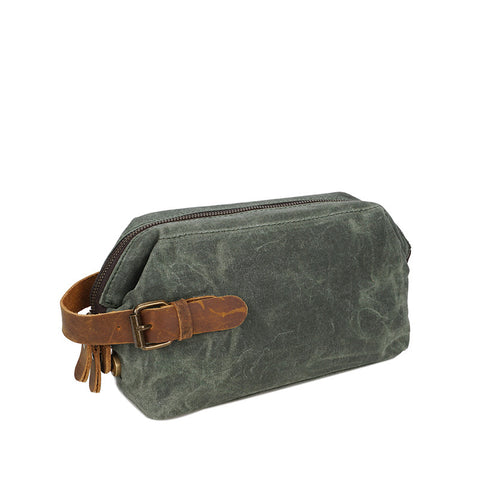 Canvas Leather Toiletry Bag New Design Dopp Kit Vintage Wash Bag 3107 - ROCKCOWLEATHERSTUDIO