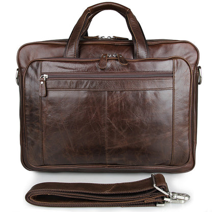 Big Capacity Laptop Messenger Bag Business Briefcase Men Leather Bags Side Bags 7320 - ROCKCOWLEATHERSTUDIO