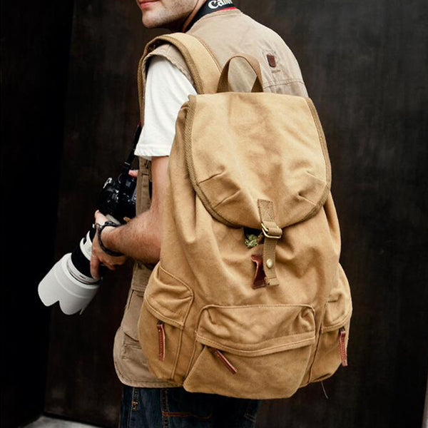 Retro Camera Backpack Canvas DSLR Camera Backpack Travel Backpack QSM1