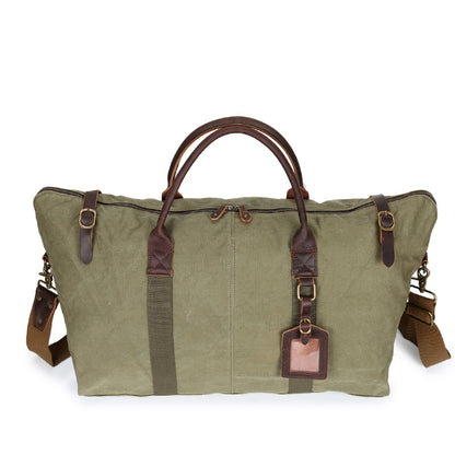 Leather Canvas Tote Travel Bag Large Capacity Duffle Bag Canvas Travel Duffel Bag YD2220 - ROCKCOWLEATHERSTUDIO
