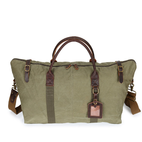 Leather Canvas Tote Travel Bag Large Capacity Duffle Bag Canvas Travel Duffel Bag YD2220 - ROCKCOWLEATHERSTUDIO