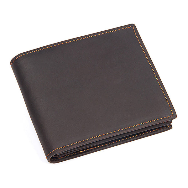 Handmade  Leather Wallet, Wallet Cryptocurrency Wallet Rfid Man Short Wallet 8054 - ROCKCOWLEATHERSTUDIO
