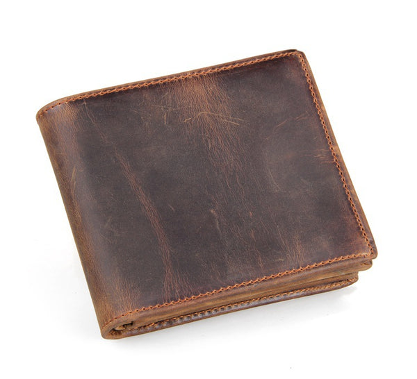 Handmade  Leather Wallet, Wallet Cryptocurrency Wallet Rfid Man Short Wallet 8054 - ROCKCOWLEATHERSTUDIO